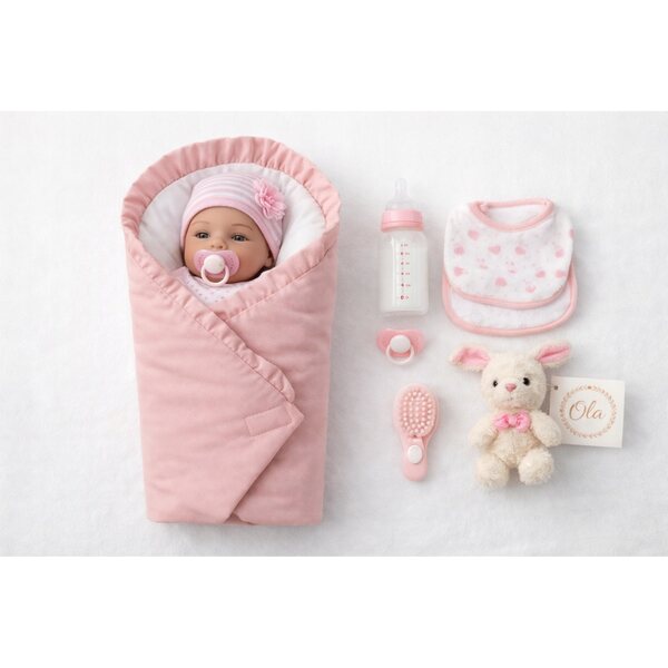 Coperta rosa per bambole 40-47 cm con volant, cucita a mano da Pracownia Krawiecka Olo