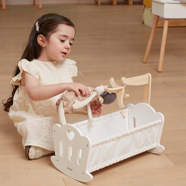 VIGA PolarB Schaukelbett aus Holz für Puppen bis 38 cm, Weiß