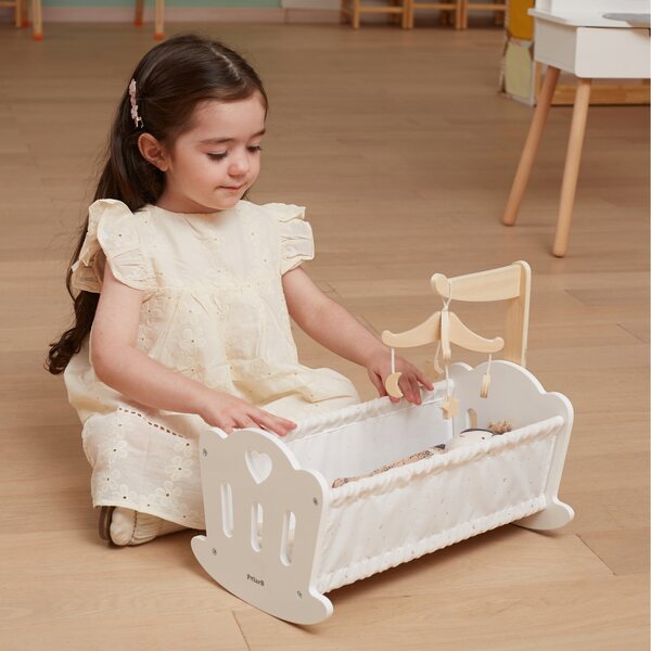 VIGA PolarB Schaukelbett aus Holz für Puppen bis 38 cm, Weiß