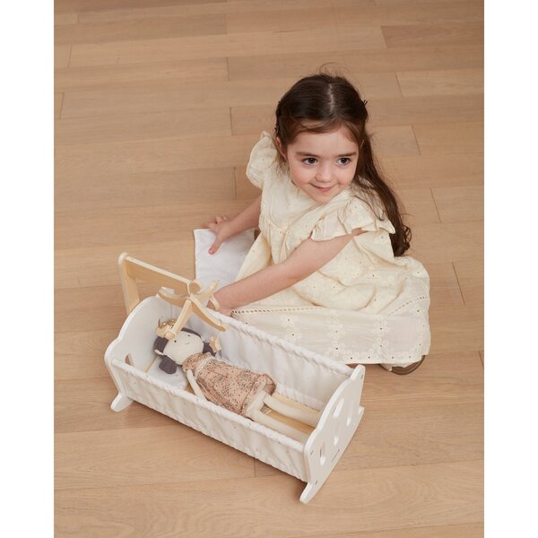 VIGA PolarB Schaukelbett aus Holz für Puppen bis 38 cm, Weiß