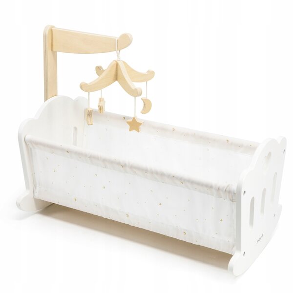 VIGA PolarB Schaukelbett aus Holz für Puppen bis 38 cm, Weiß