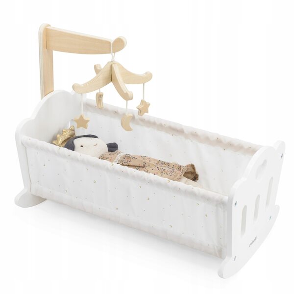 VIGA PolarB Schaukelbett aus Holz für Puppen bis 38 cm, Weiß