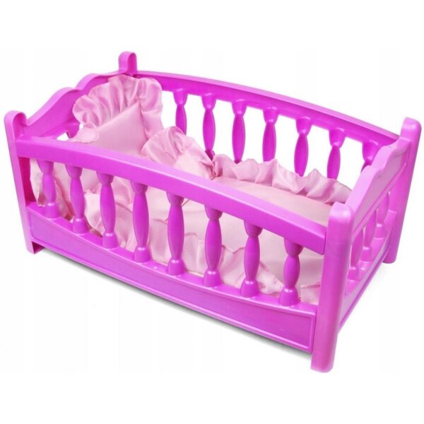 Bolo Puppenbett 45x26x21 cm mit rosa Bettwäsche für Mädchen ab 3 Jahren
