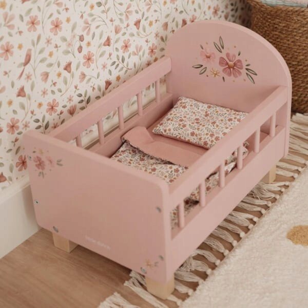 Little Dutch Puppenbett aus Holz mit FSC-zertifiziertem Leinen, 43 x 27,5 x 31,5 cm
