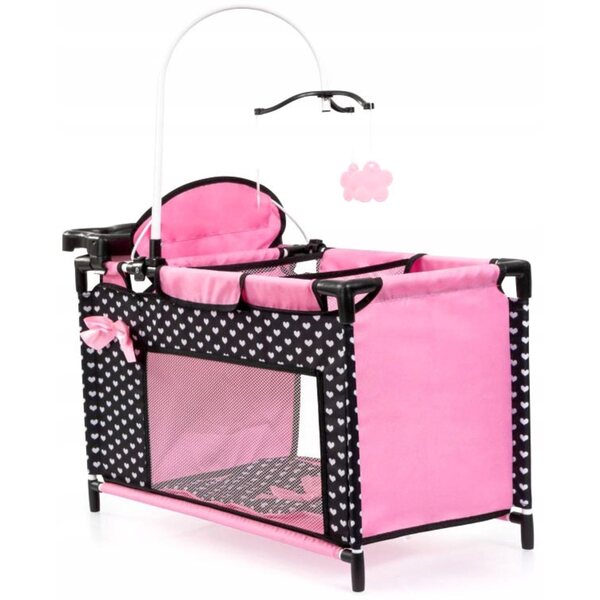 Bayer Design Multi Bed Puppenbett mit Zubehör und schwarz-rosa Haus