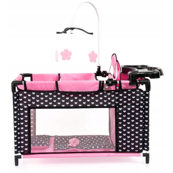 Bayer Design Multi Bed Puppenbett mit Zubehör und schwarz-rosa Haus