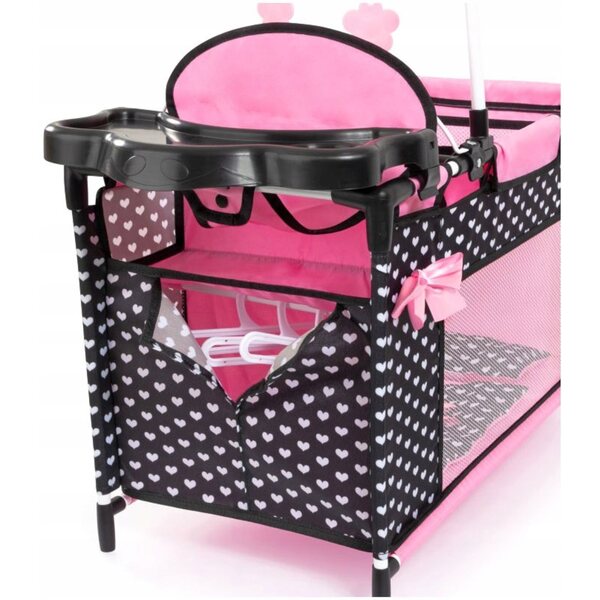 Bayer Design Multi Bed Puppenbett mit Zubehör und schwarz-rosa Haus