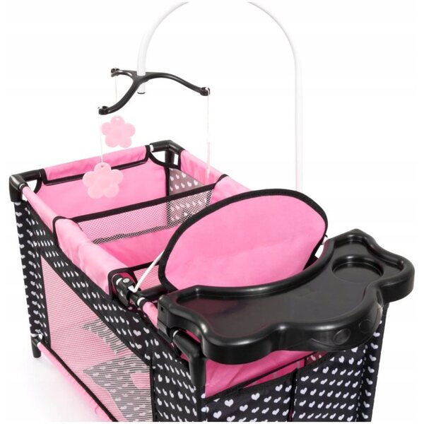 Bayer Design Multi Bed Puppenbett mit Zubehör und schwarz-rosa Haus