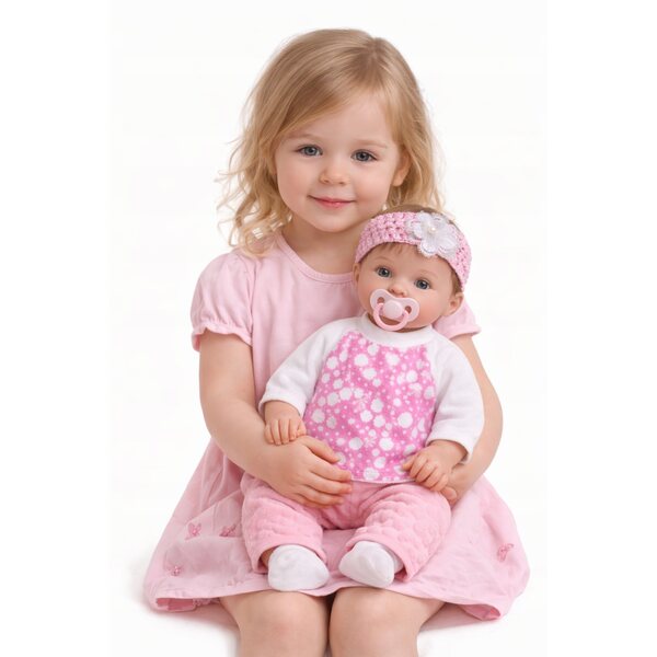 45-cm-Puppenkleid-Set mit Bluse, Hose und rosa Blumenschärpe