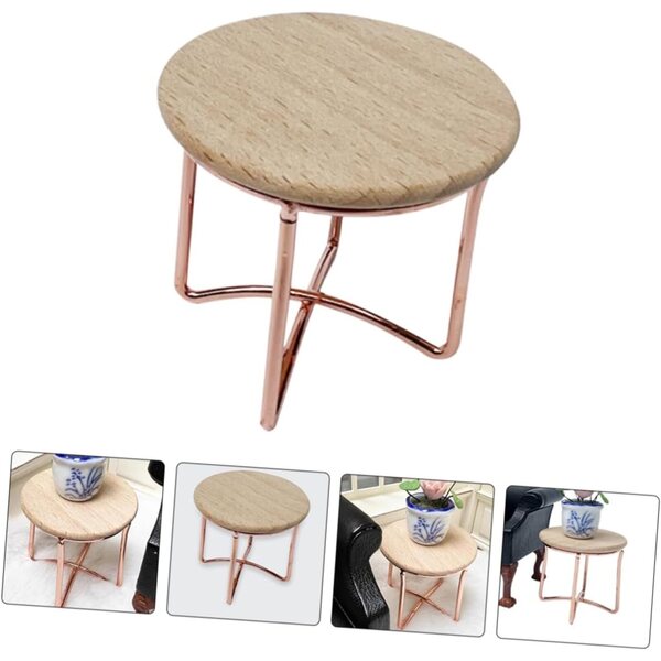 VICASKY 2 Tavoli da Tè in Miniatura in Legno e Metallo per Casa delle Bambole