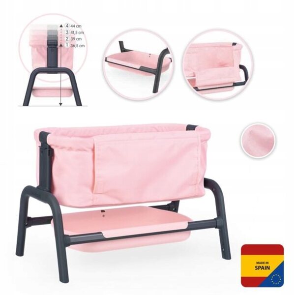 Letto per bambole Smoby Maxi Cosi regolabile altezza rosa 52,5x36,5x33 cm
