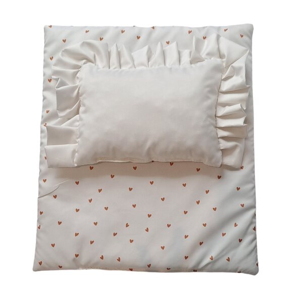 2-teiliges Puppenbettwäscheset mit Decke und Kinderwagenkissen