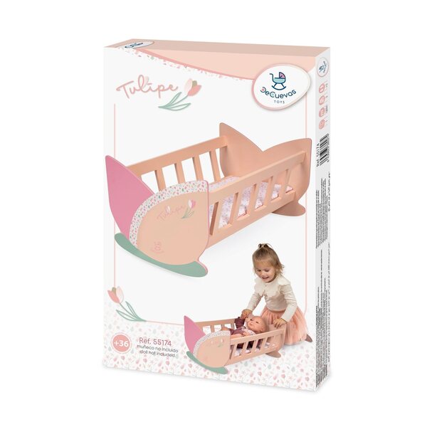 Culla in legno per bambole DeCuevas Tulipe 2025 design tulipano pastel