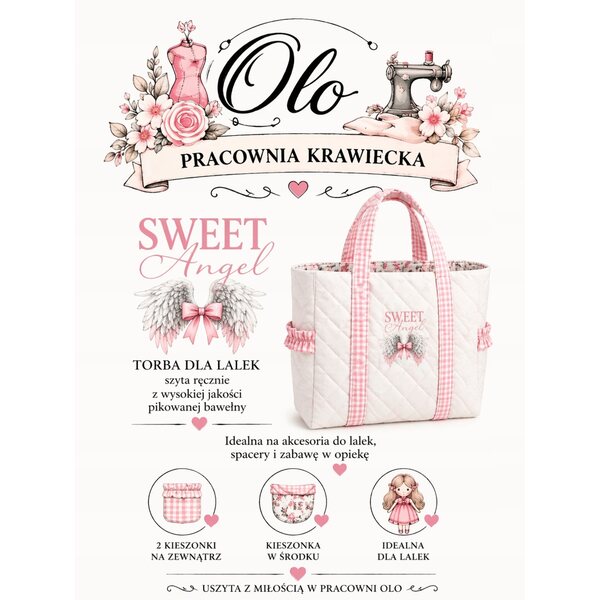Lusso torba bianca e rosa per accessori bambola Sweet Angel edizione limitata