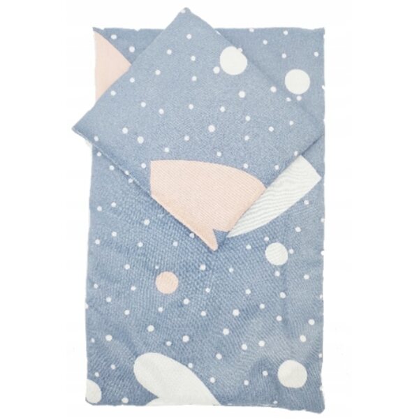 Culla per bambole 60 cm con lettino in legno colorato. Prodotto polacco