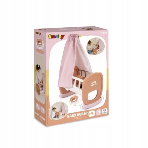 Culla per bambole Smoby Baby Nurse con baldacchino rimovibile e lavabile