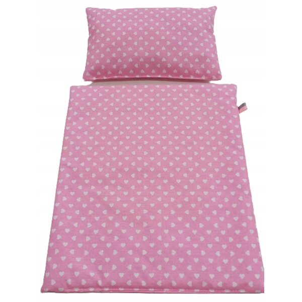 Puppenbettlaken-Set mit Kissen und Decke aus 100 % Baumwolle