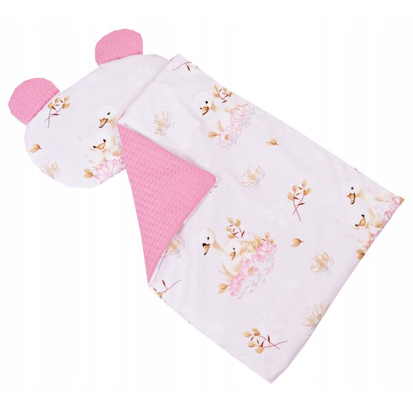 Komplettes Bettwäscheset für Puppenbett und Kinderwagen, 100 % hellrosa Baumwolle