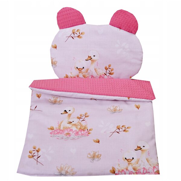 Komplettes Bettwäscheset für Puppenbett und Kinderwagen, 100 % hellrosa Baumwolle