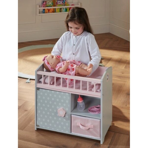 Holzbett und Wickeltisch für Ivy & Lily 2in1 Puppen aus Holz und Stoff