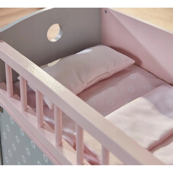 Holzbett und Wickeltisch für Ivy & Lily 2in1 Puppen aus Holz und Stoff