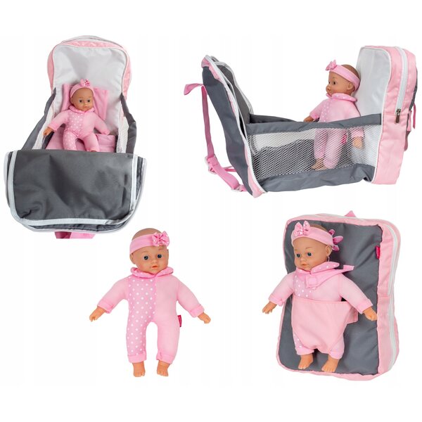 Bambolina Puppenbett und Rucksack: komplettes Spielset für Kinder ab 3 Jahren