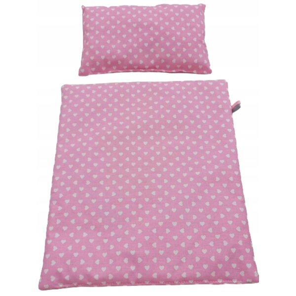 Komplettes Puppenwäsche-Set aus 100 % Baumwolle – buntes Kissen und Decke