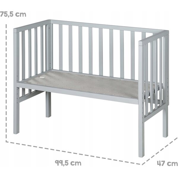 Roba lettino co-sleeping in legno grigio 90x45 cm con materasso integrato