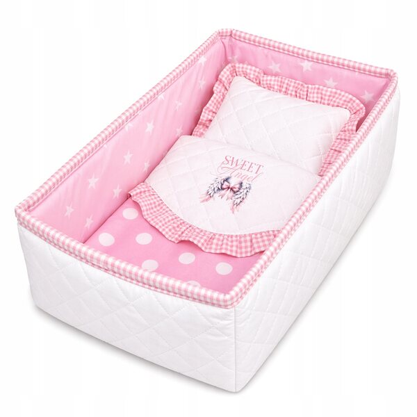 Lettino morbido per bambole Sweet Angel con biancheria coordinata, 47 cm
