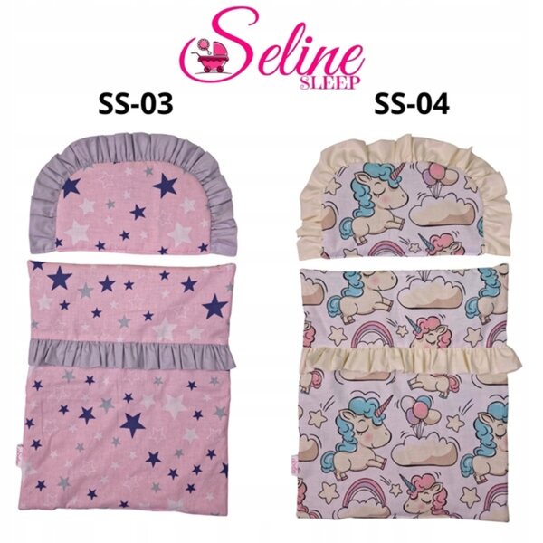 Biancheria da letto per bambole SELINE SLEEP: piumino e cuscino | Produzione polacca, 16 modelli