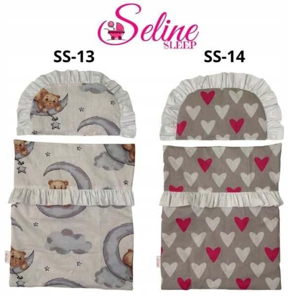 Biancheria da letto per bambole SELINE SLEEP: piumino e cuscino | Produzione polacca, 16 modelli