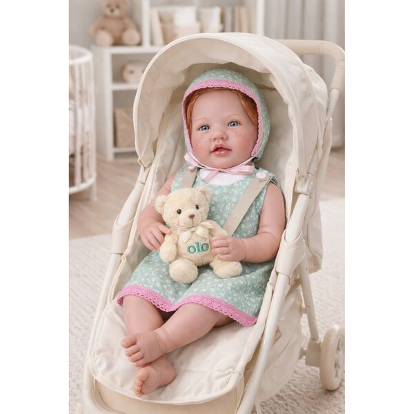 Handgefertigtes Kleidungsset für 45–50 cm große Puppen mit Baumwollkleid und Hut