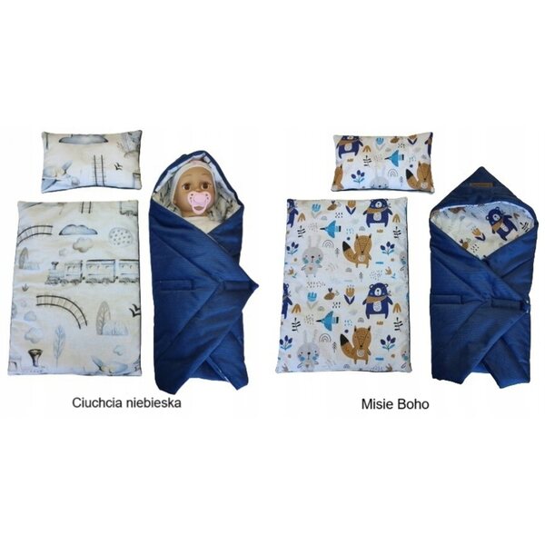 Jackmar komplettes doppelseitiges Puppenbettwäscheset mit Decke und Schlafsack