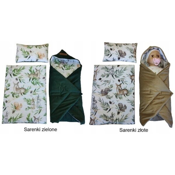 Jackmar komplettes doppelseitiges Puppenbettwäscheset mit Decke und Schlafsack