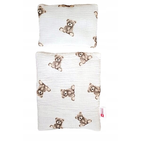 BabyLux Puppen-Musselin-Bettwäsche-Set für Kinderbett und Stofftier
