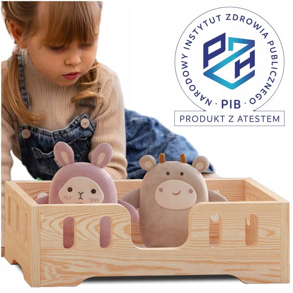 Lettino in Legno Naturale per Bambole, Sicuro ed Ecologico, Ideale per Bambine