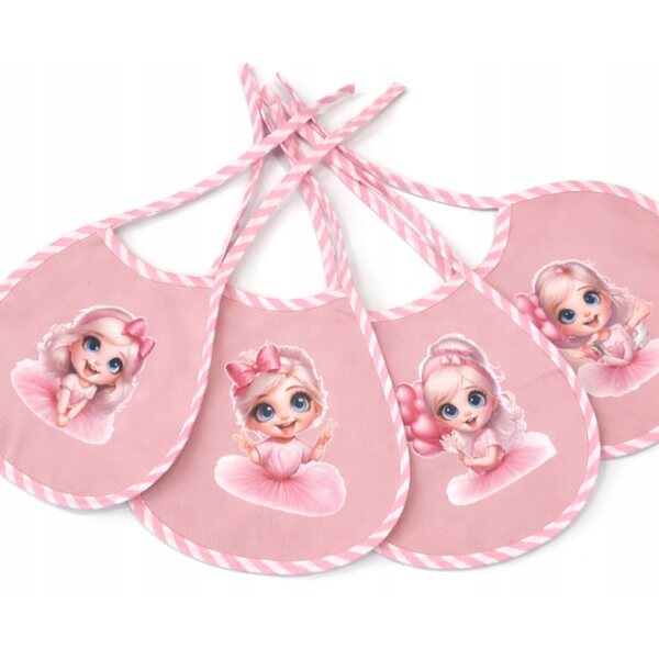 Bavaglino rosa per bambola con bambina - accessorio gioco e cura