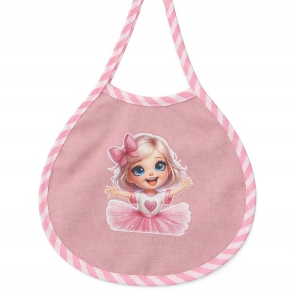 Bavaglino rosa per bambola con bambina - accessorio gioco e cura