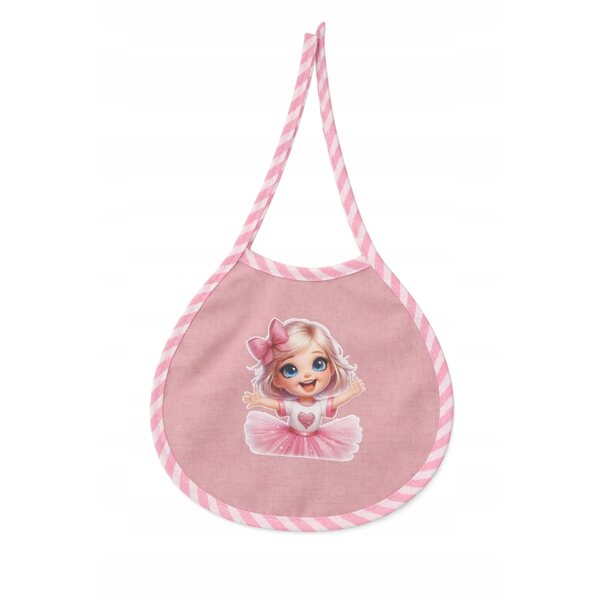 Bavaglino rosa per bambola con bambina - accessorio gioco e cura
