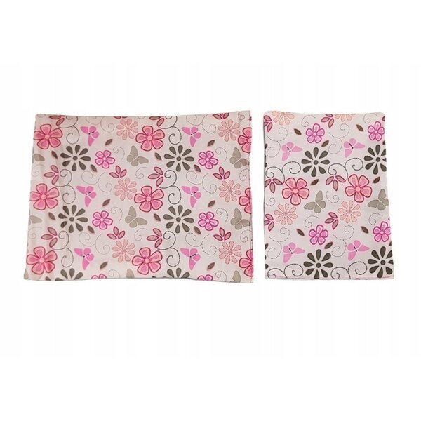 Letto per bambole LEAN Toys Alice rosa con fiori, pieghevole e con accessori
