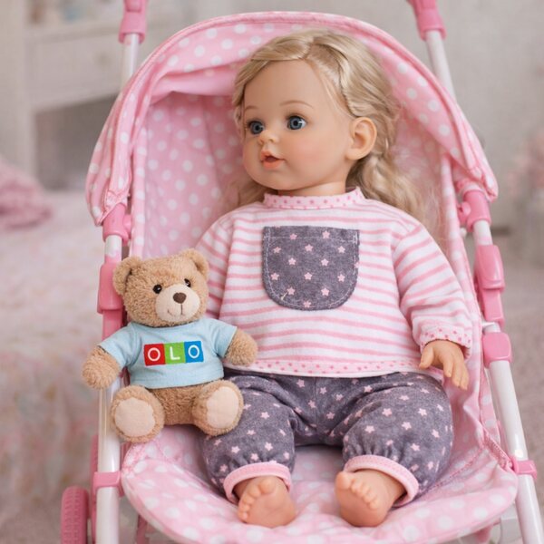 Kompletter Overall für Puppe 30-35 cm aus elastischer Baumwolle von Pracownia Krawiecka Olo