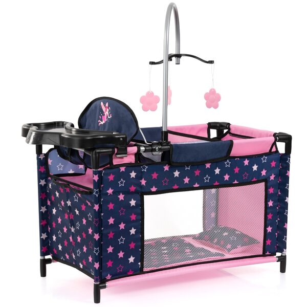 Bayer Design letto multifunzione per bambole con accessori blu e rosa
