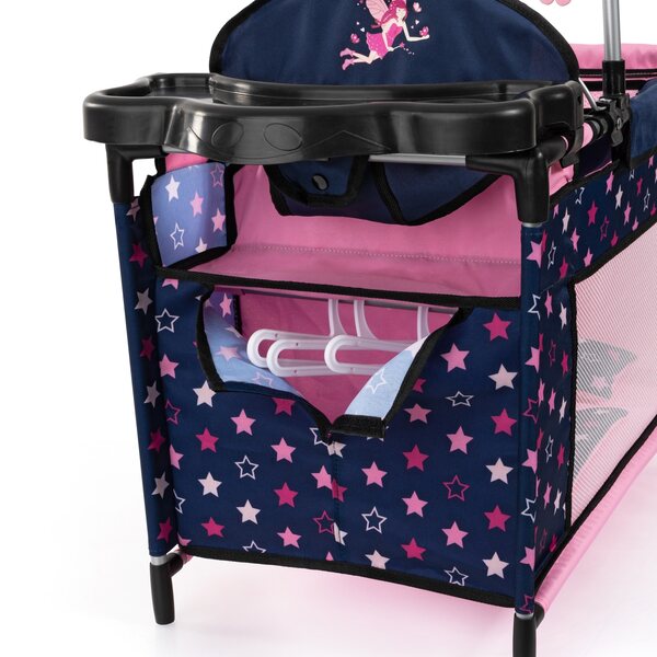 Bayer Design letto multifunzione per bambole con accessori blu e rosa