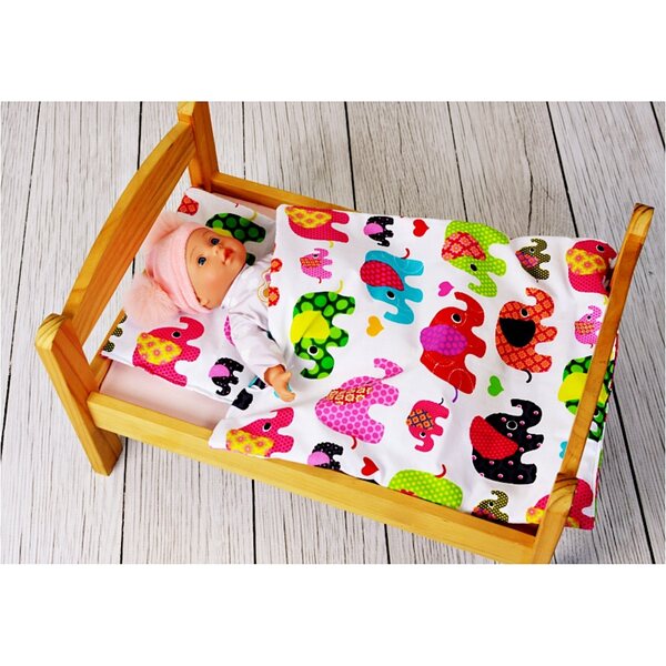 Komplettes Set aus Puppenwäsche aus Baumwolle mit Kissen und Sitzbezug