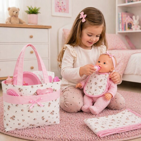 Organizer-Tasche mit Lätzchen für Reborn Baby Doll Zubehör 30x25 cm