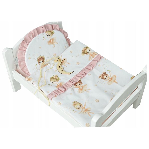 Komplettes Puppenbett aus Baumwolle mit Steppdecke und Kissen – C5 breit