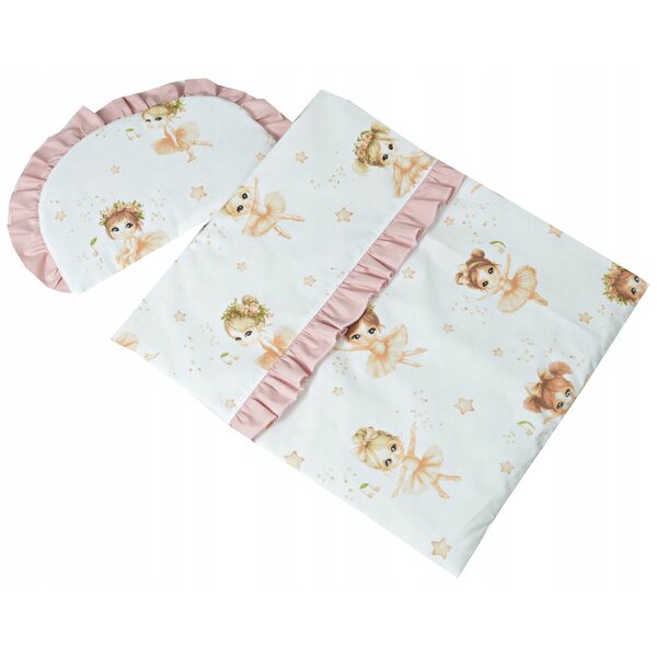 Komplettes Puppenbett aus Baumwolle mit Steppdecke und Kissen – C5 breit