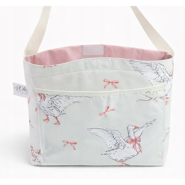 TORBA ORGANIZER na akcesoria lalki bobas reborn GĄSKA BEŻ falbanka - 35x23