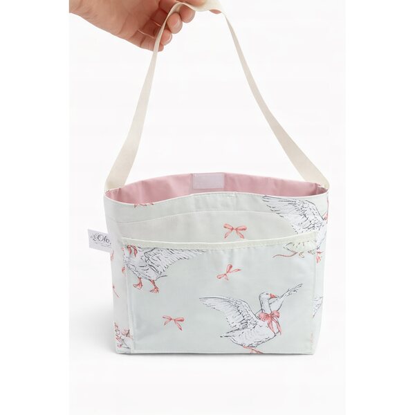 TORBA ORGANIZER na akcesoria lalki bobas reborn GĄSKA BEŻ falbanka - 35x23