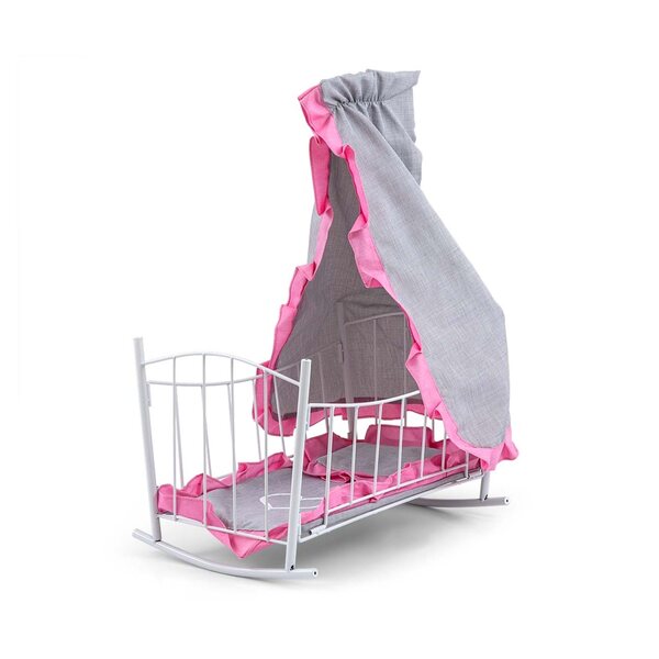 Letto e culla per bambole Lily con baldacchino Prestige Pink 47 cm